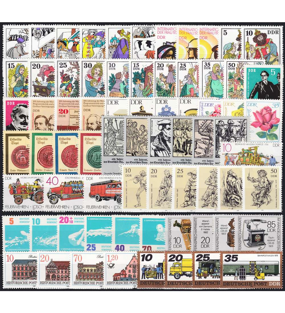 DDR 71 Werte postfrisch aus Zusammendrucken/Kleinbogen