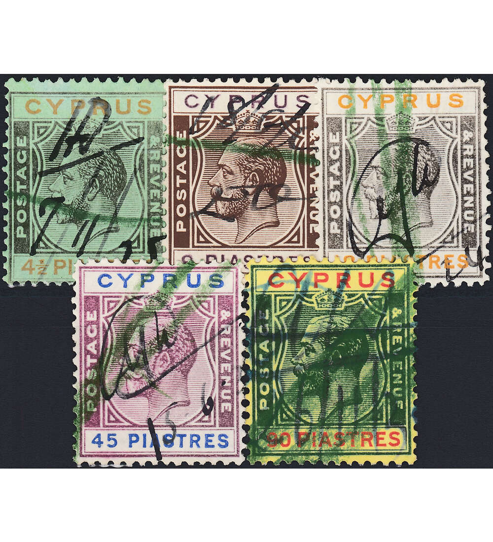 Zypern Nr. 94,96,98-100 mit Fiscal-Entwertung