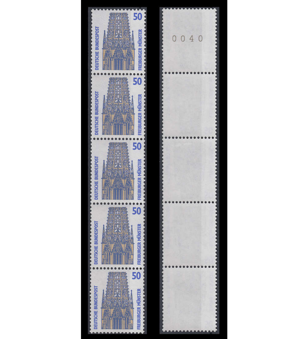 BRD Bund Nr. 1340vIR postfrisch ** 5er-Rollenstreifen mit Nr. aus 1.000er Rolle