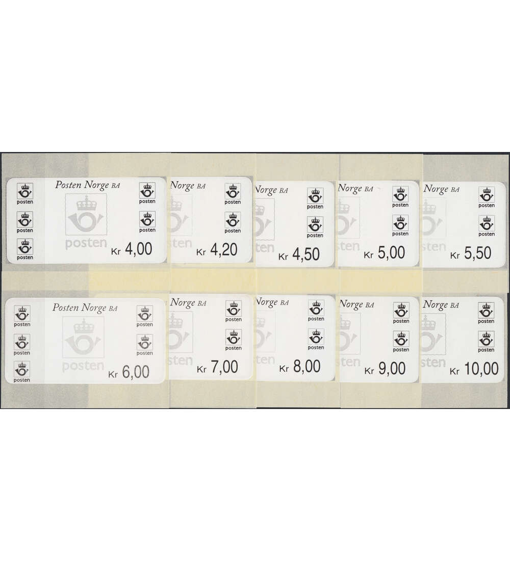 Norwegen ATM Nr. 4 postfrisch Sonderdruck 10 Wertstufen