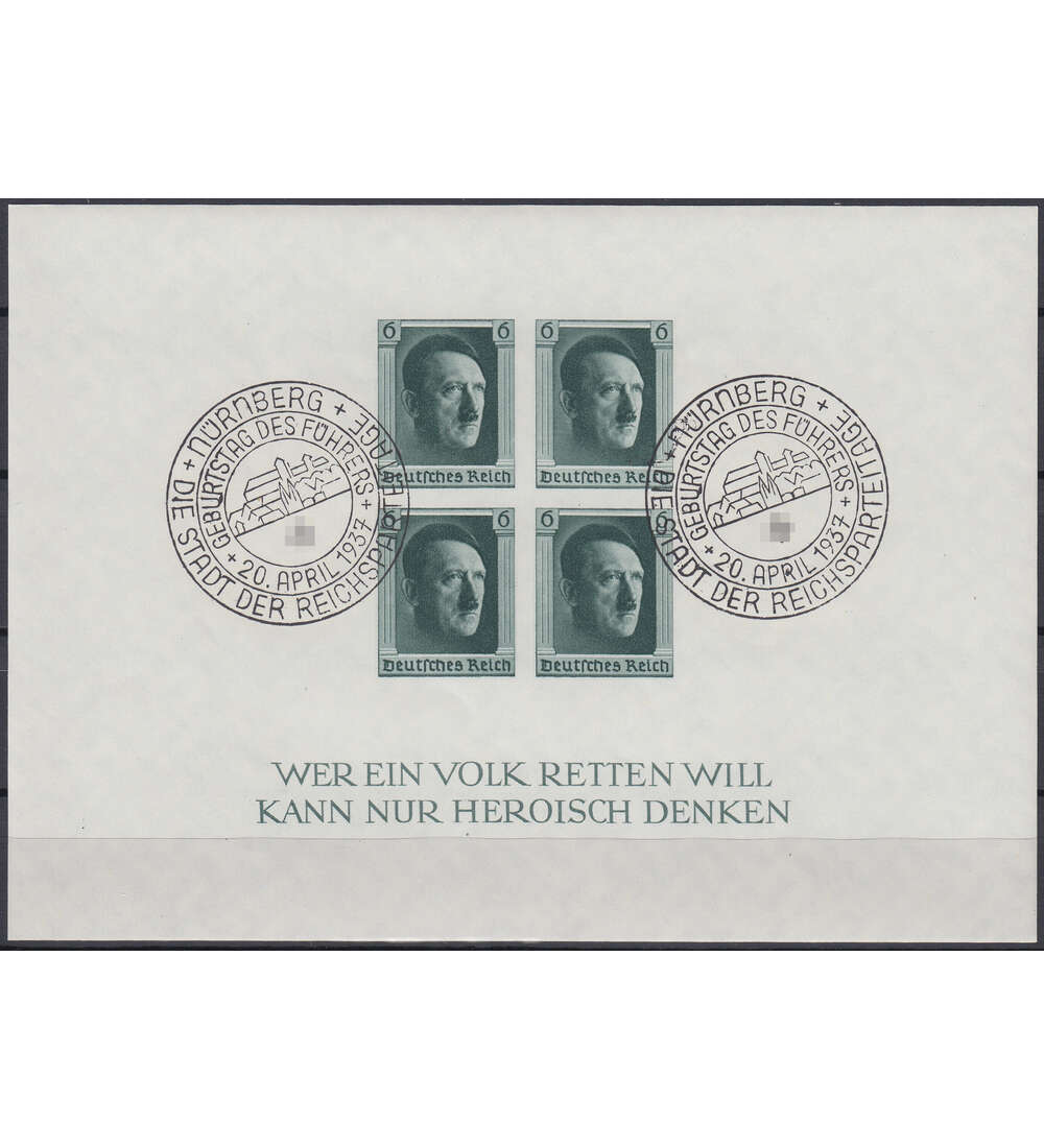 Deutsches Reich Block 8 mit Sonderstempel Nrnberg-Die Stadt d. Reichsparteitage voll gummiert