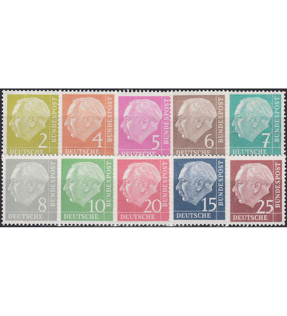 BRD Bund Nr. 177-186 postfrisch ** Heuss 2-25 Pfg.