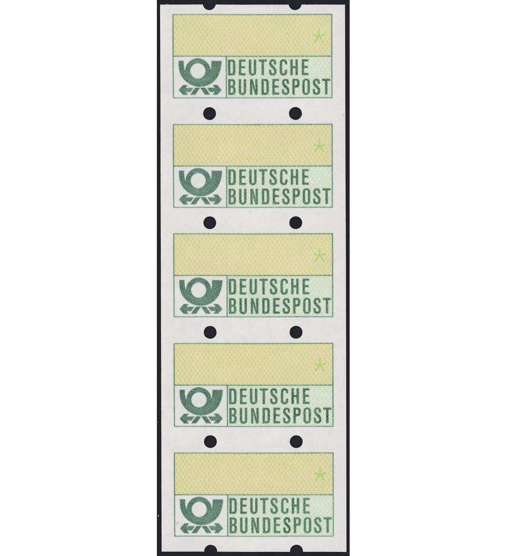 BRD Bund ATM Nr. 1 postfrisch ** Leerfeld 5er-Streifen