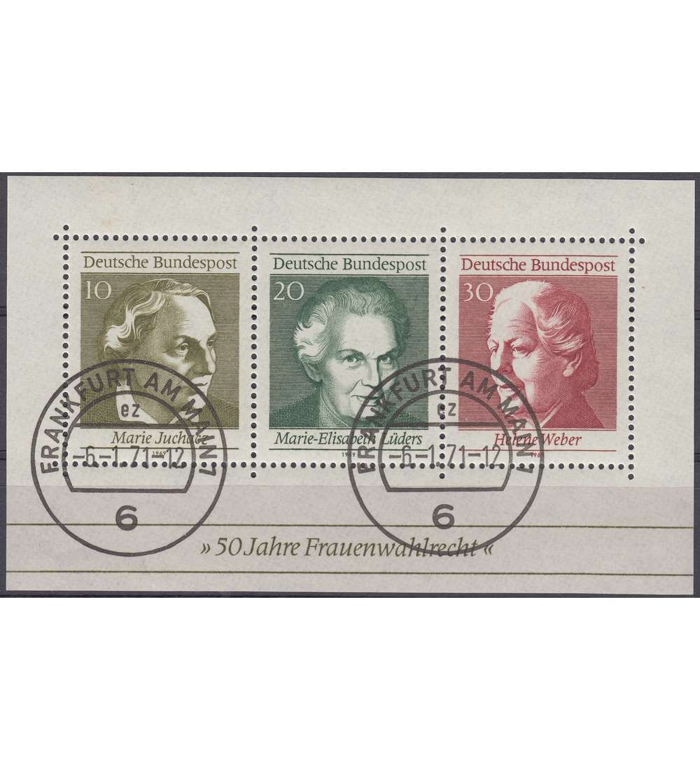 BRD Bund Block 5 gestempelt Abart rechts fehlendes Zahnloch