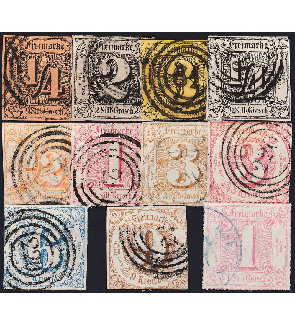 Thurn und Taxis 11 Werte gestempelt