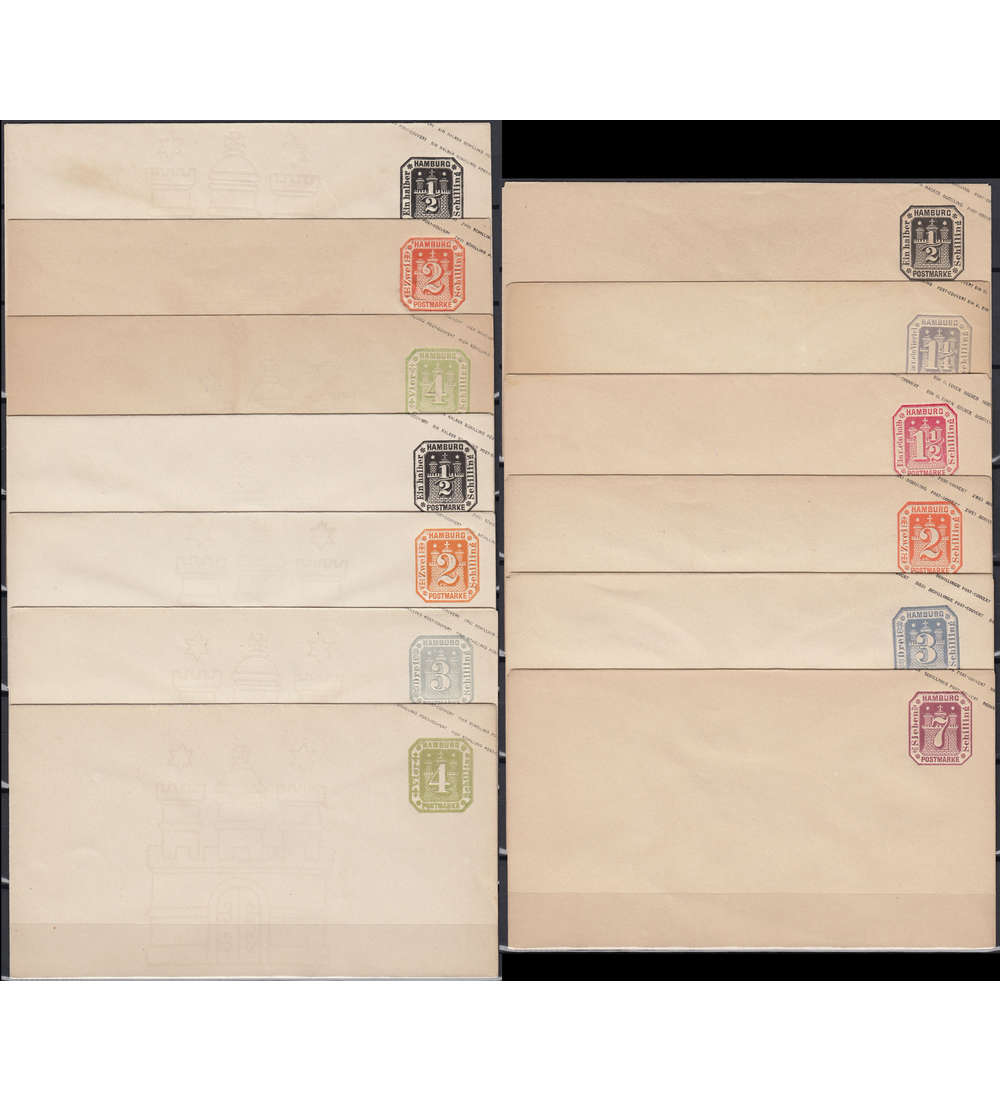 Hamburg 13 Ganzsachen ungebraucht