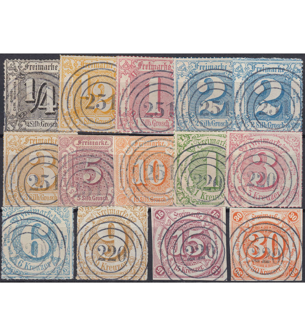 Thurn und Taxis Nr. 18,19,24,25,35,39,43,44,47-52 mit Geflligkeitsstempel