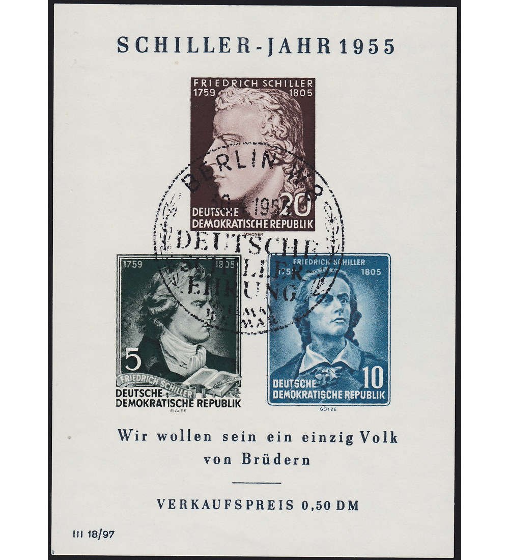 DDR Block 12 mit Sonderstempel Berlin und voller Gummierung