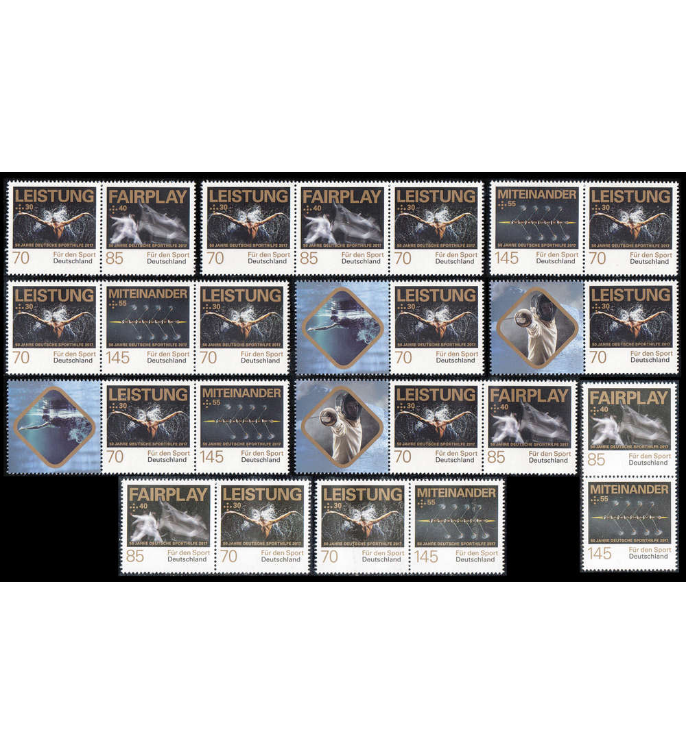 BRD Zusammendrucke W129-138, S60 postfrisch ** Sporthilfe 2017