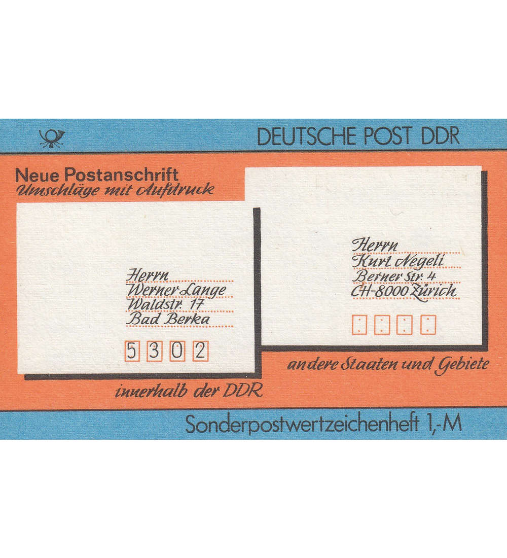 DDR Sondermarken-Heftchen SMHD 33 postfrisch ** Neue Postanschrift