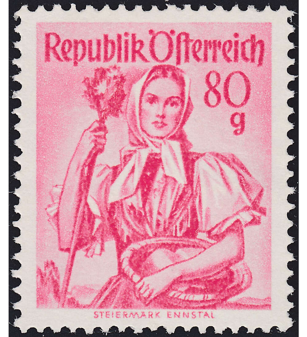 sterreich Nr. 908 II xc postfrisch Netzriffelung 80 Groschen Trachten