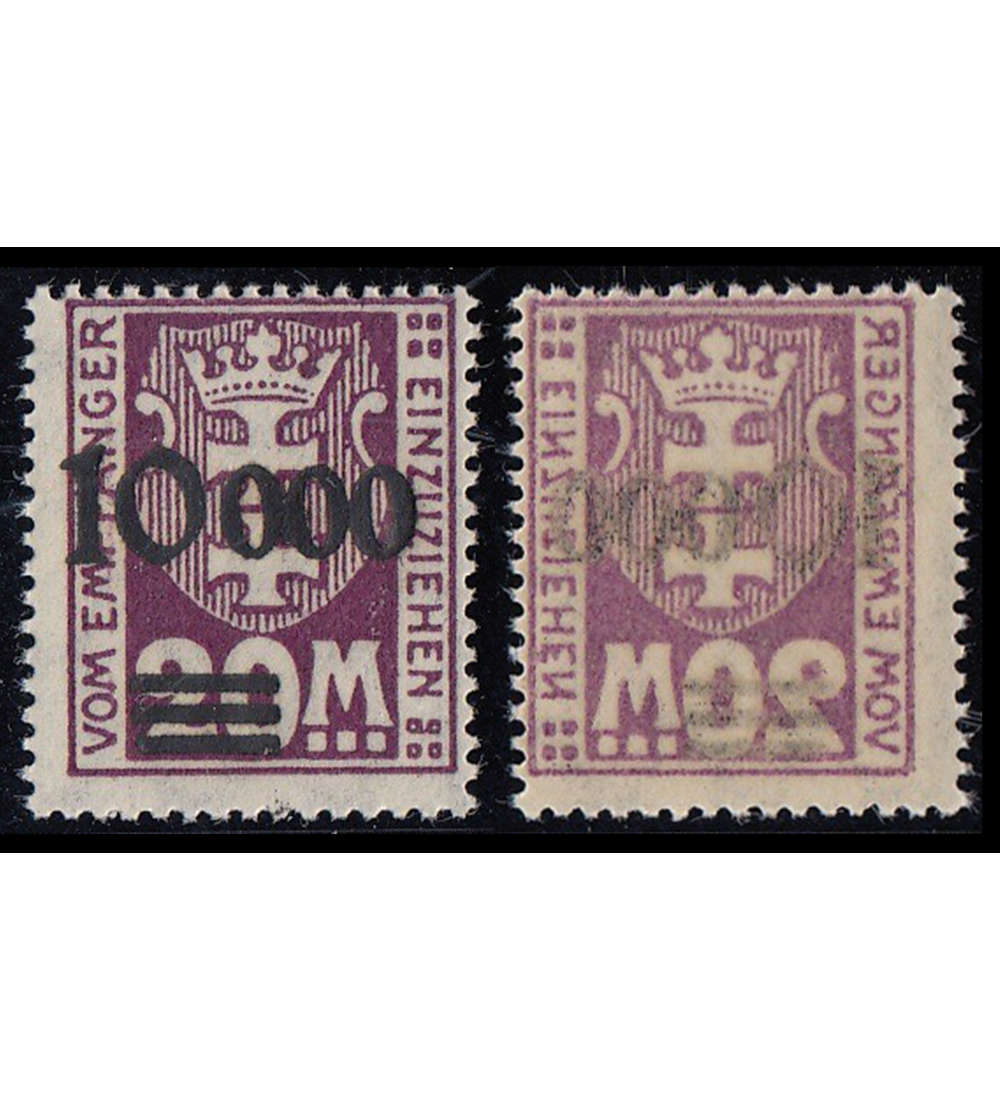 Danzig Porto Nr. 29 postfrisch ** mit Abklatsch des Markenbildes