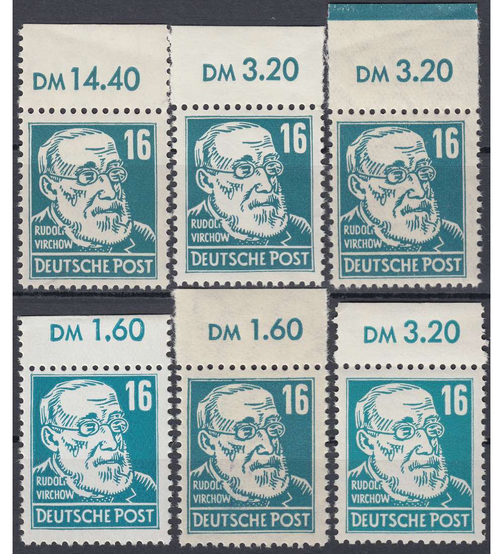 DDR Nr. 332 vaXI, vaXII, vbXI, vbXII, zaXI + zaXII postfrisch Oberrand