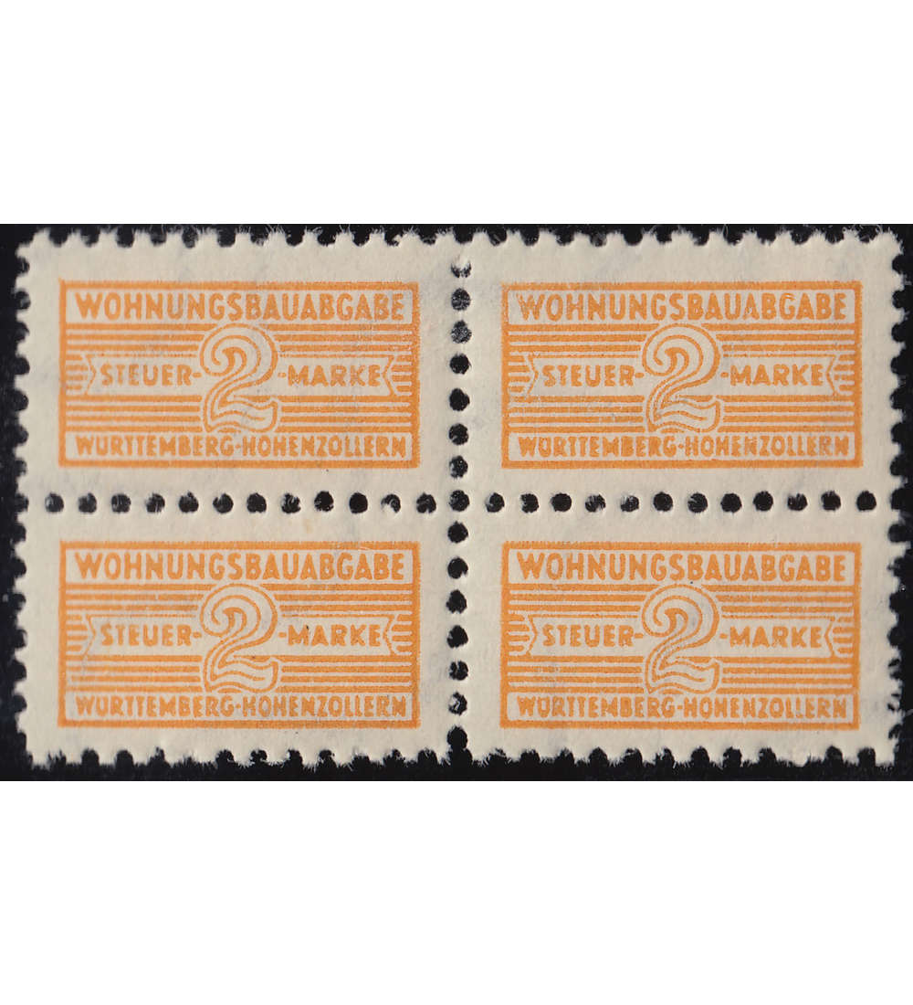 Alliierte Besetzung Zwangszuschlagsmarken postfrisch ** Nr. 3 4er-Bl Wohnungsbau 1949