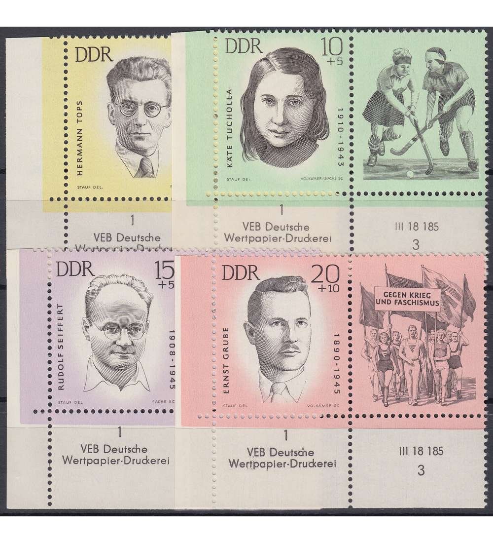 DDR Nr. 983-986 DV postfrisch** Druckvermerke Sportler 1963-1