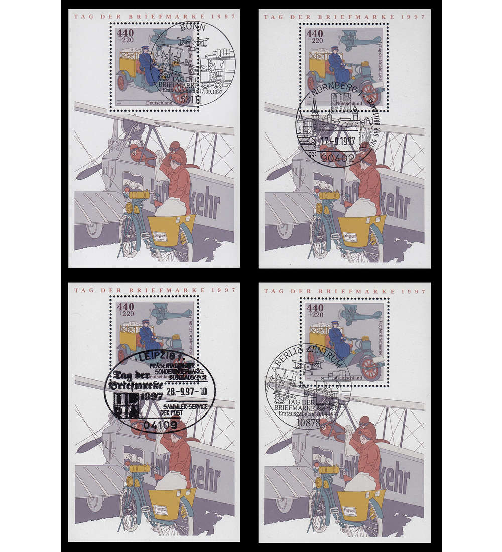 BRD Block 41 mit 4 verschiedenen Ersttagssonderstempeln Tag der Marke 1997