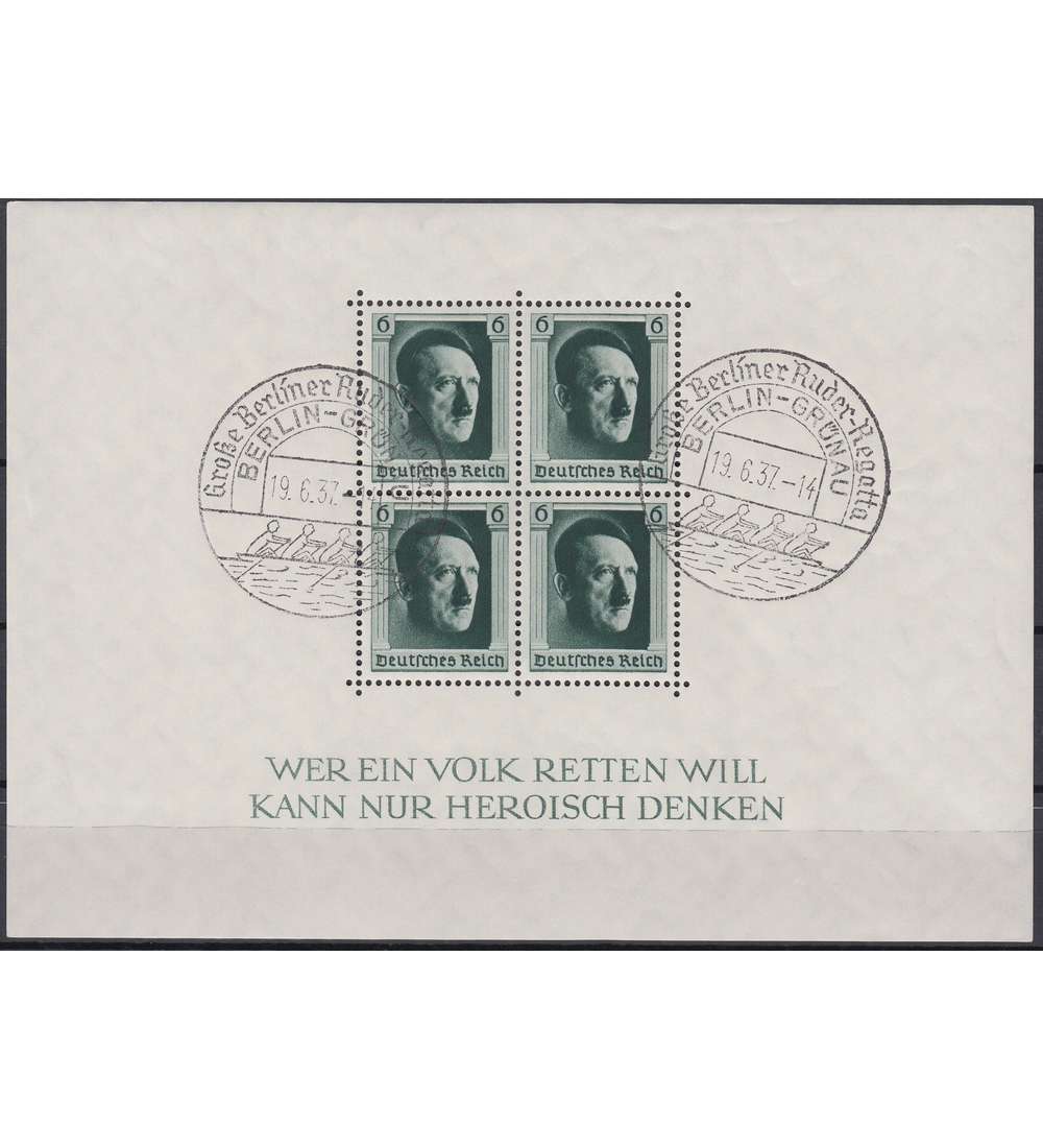 Deutsches Reich Block 7 mit SST Berlin-Grnau 19.6.1937 - Groe Berliner Ruder-Regatta