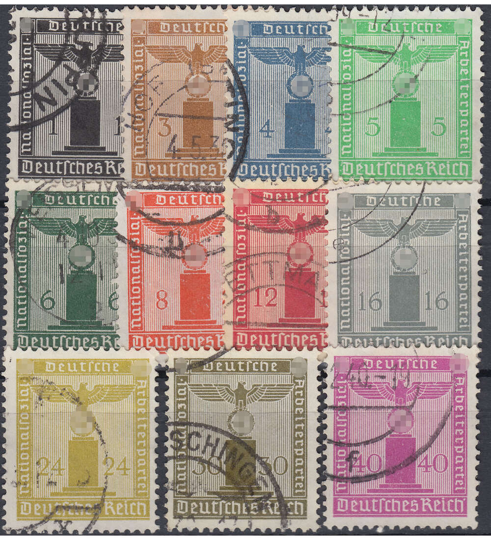 Deutsches Reich Dienst Nr. 144-154 Adler auf Sockel gestempelt