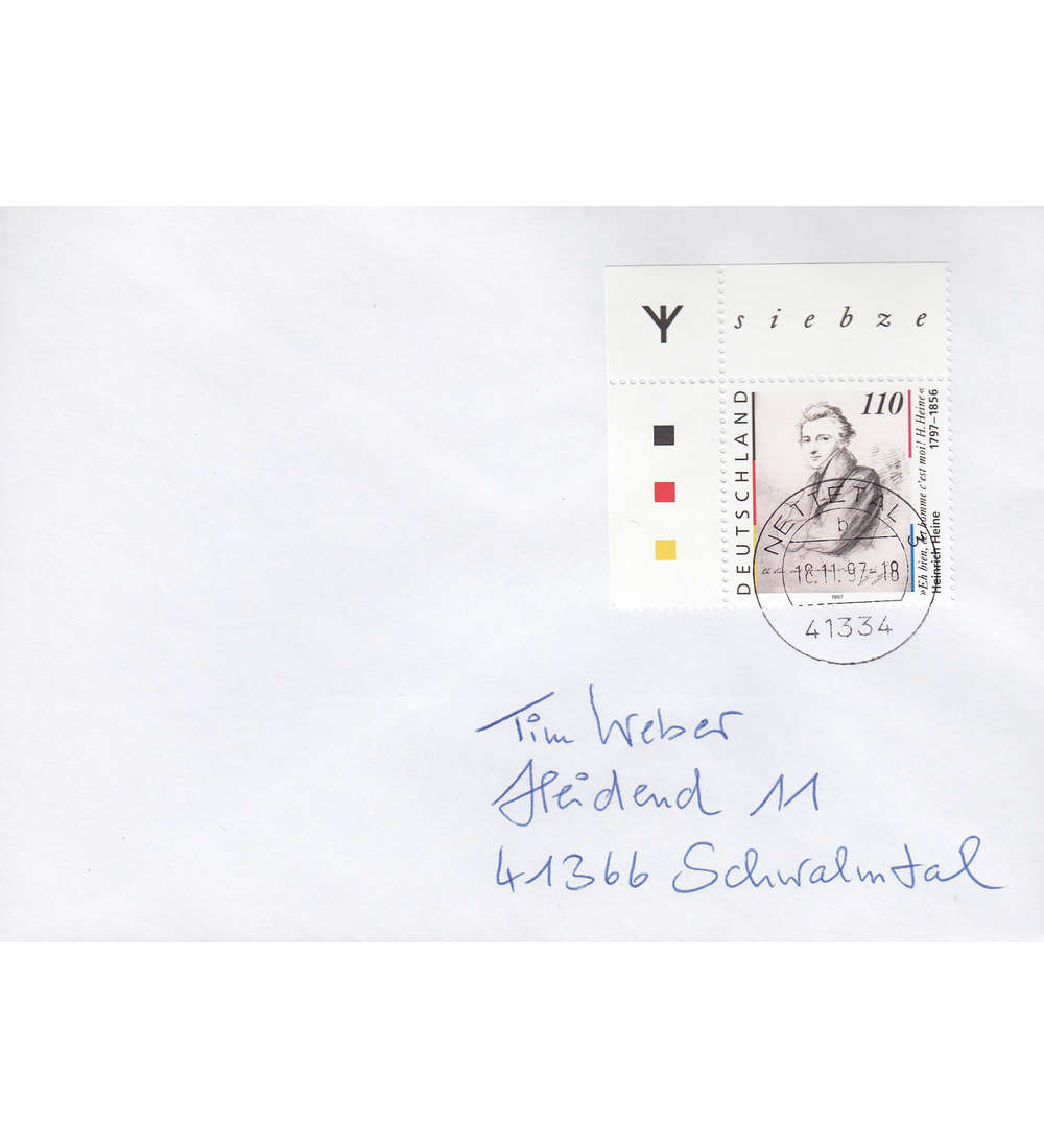 BRD Nr. 1962 mit Rune auf Brief Heine