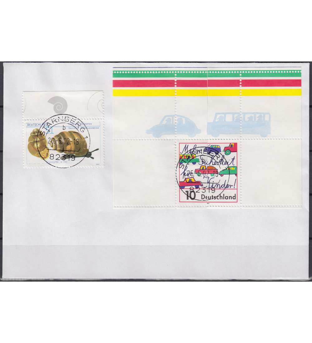 BRD Nr. 1954 auf Brief Verschnitt mit Leerfeldern vom Oberrand mit Farbleiste