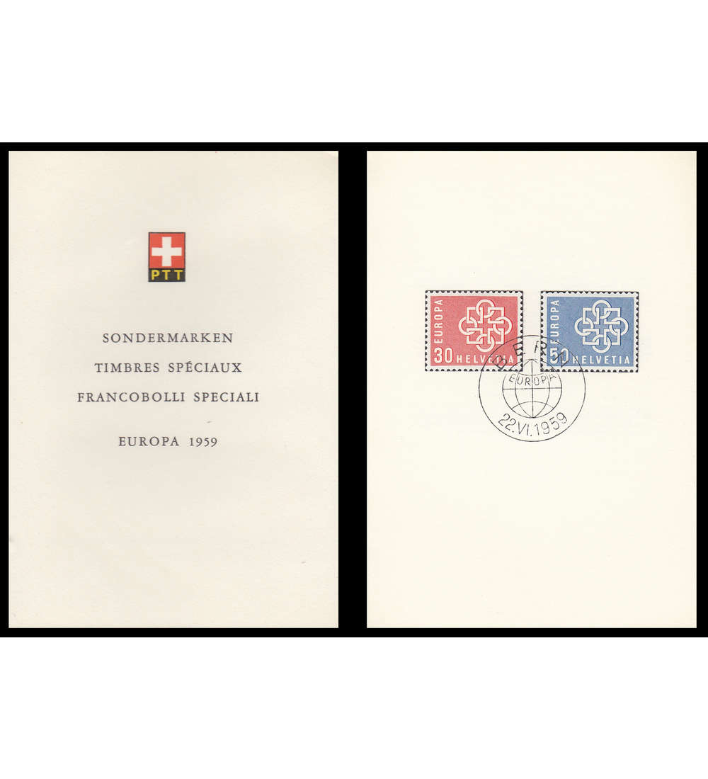Schweiz Nr. 679-680 gestempelt im amtlichen Schmuckheft Europa CEPT 1959