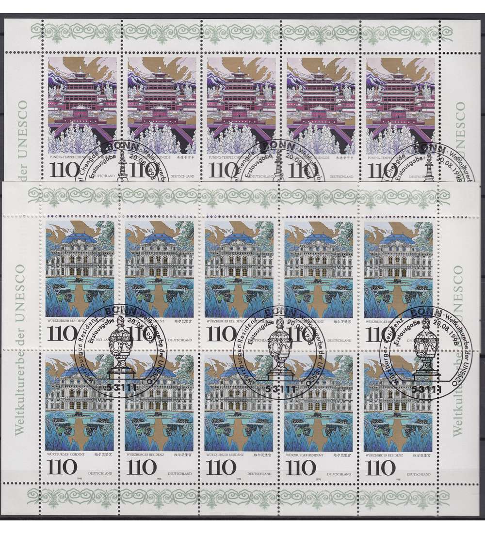 BRD Bund Nr. 2007/2008 gestempelt ESST Bonn Kleinbogen Wrzburger Residenz/Puning Tempel