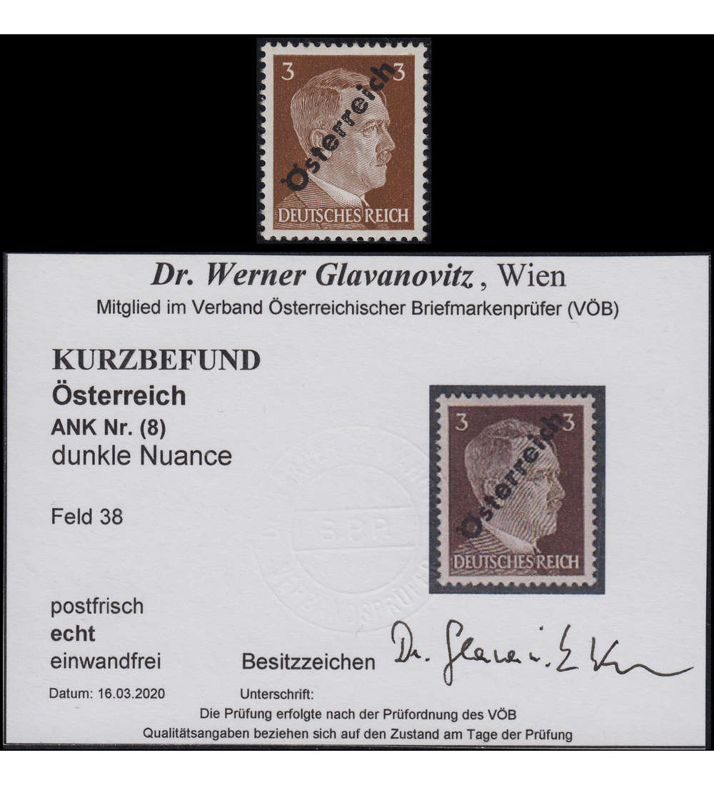 sterreich Nr. IV a postfrisch ** mit Befund Dr. Glavanovitz