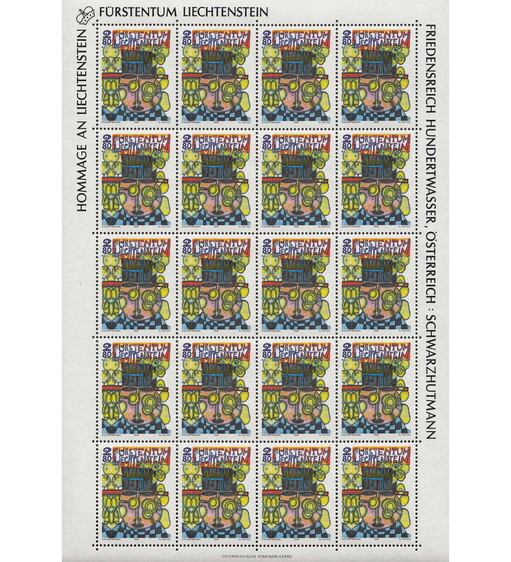 Liechtenstein Nr. 1060 postfrisch ** Bogen Hundertwasser
