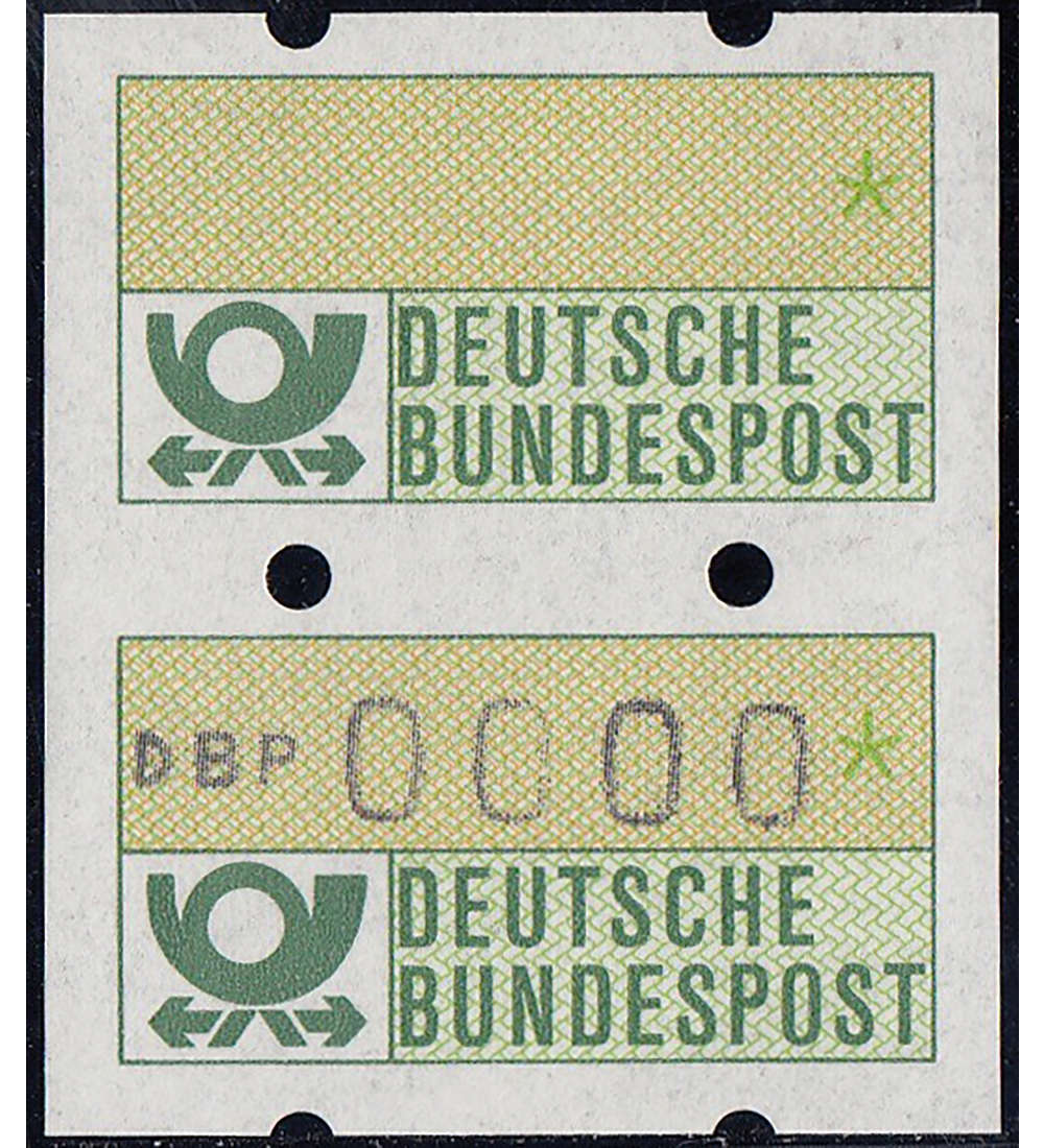 BRD Bund ATM Nr. 1 postfrisch ** Paar mit Pr�fdruck 0000