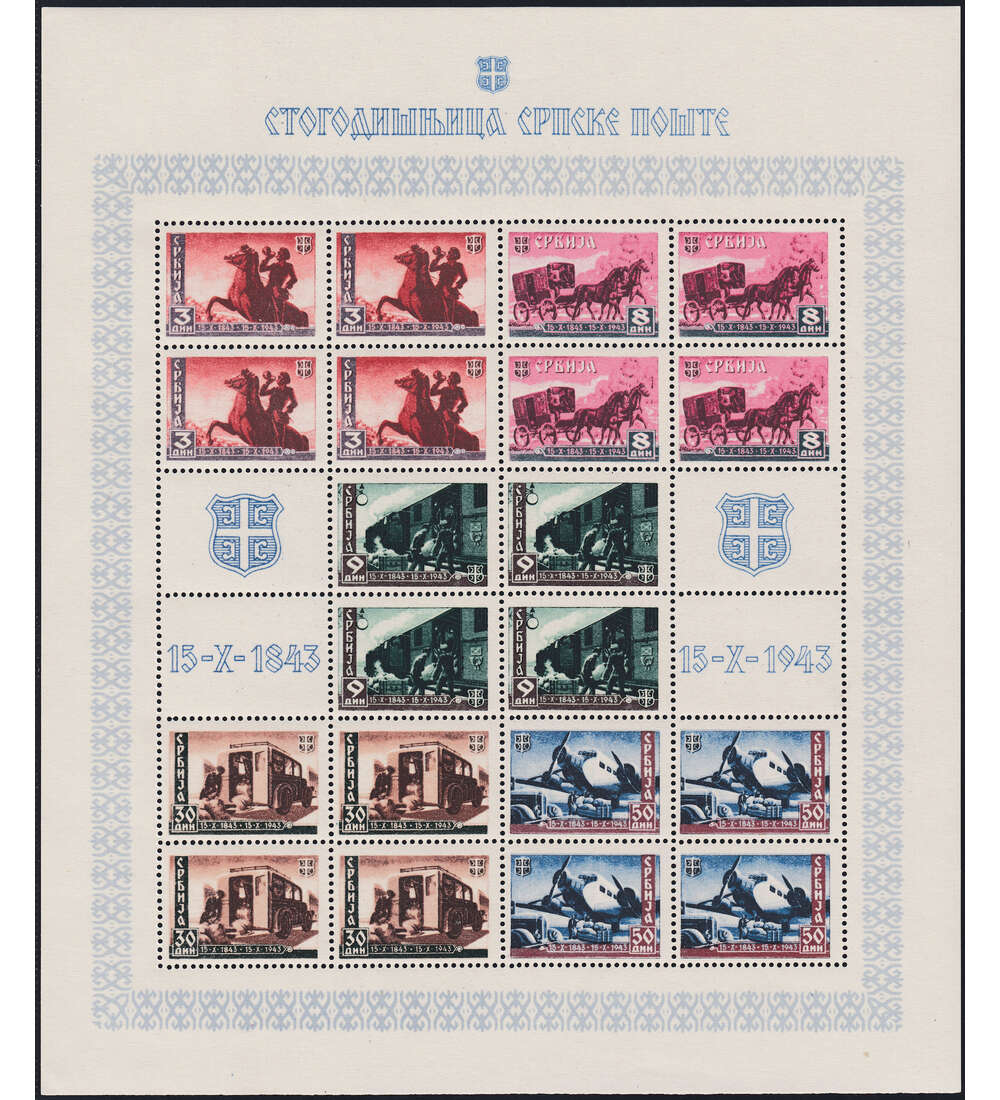 Dt. Besetzung Serbien Nr.94-98 Kleinbogen postfrisch mit Nr. 95II