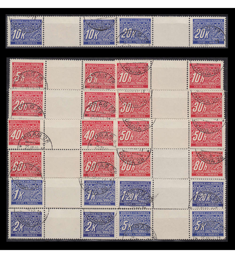 Bhmen und Mhren Porto Nr. 1-14 gestempelt Zwischenstegpaare