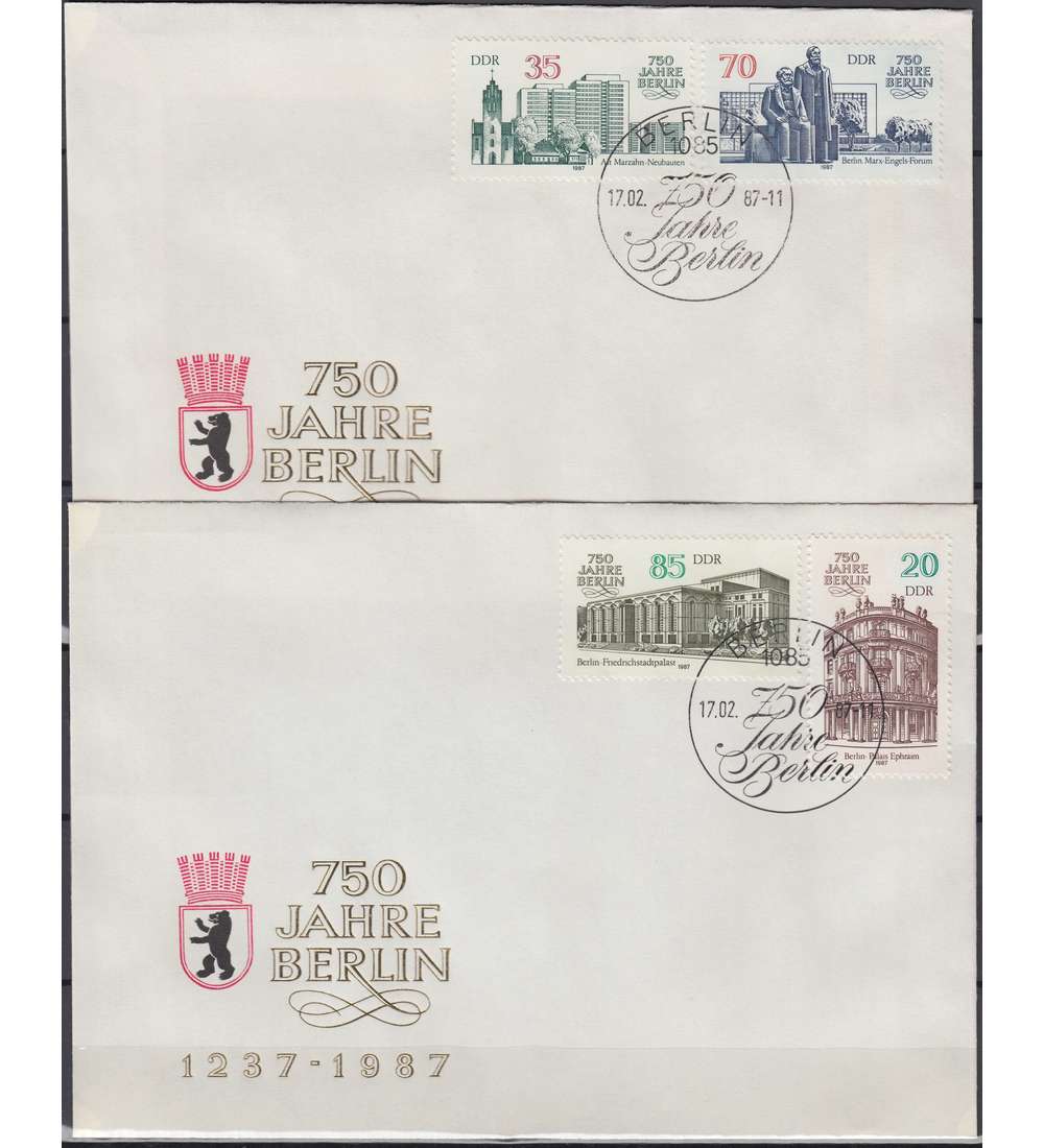 DDR Nr. 3071-3074 FDC 2 Ersttagsbriefe 750 Jahre Berlin