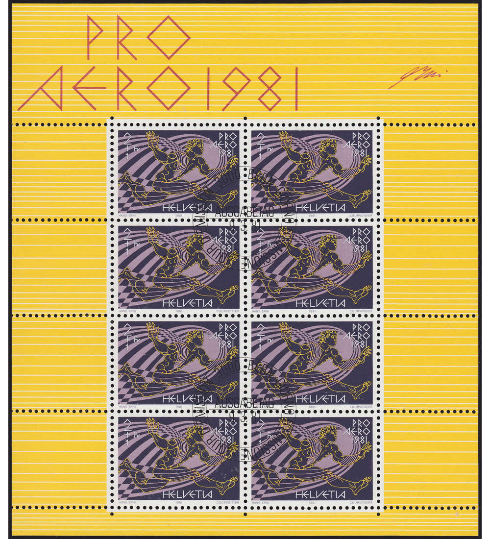 Schweiz Nr. 1196 gestempelt Kleinbogen Pro Aero 1981