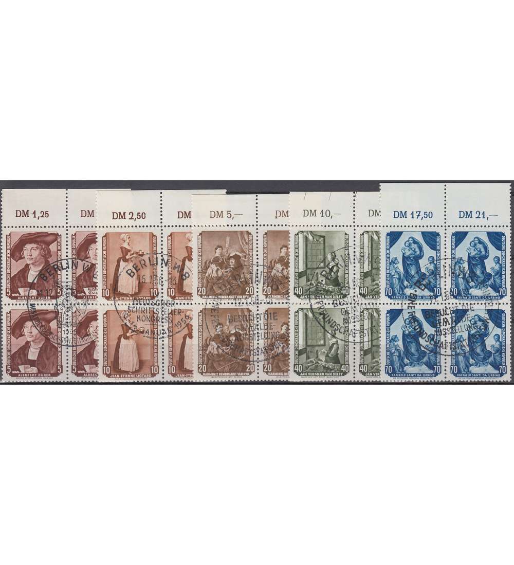 DDR Nr. 504-509 ohne 506 gestempelte Viererblcke vom Oberrand Gemlde