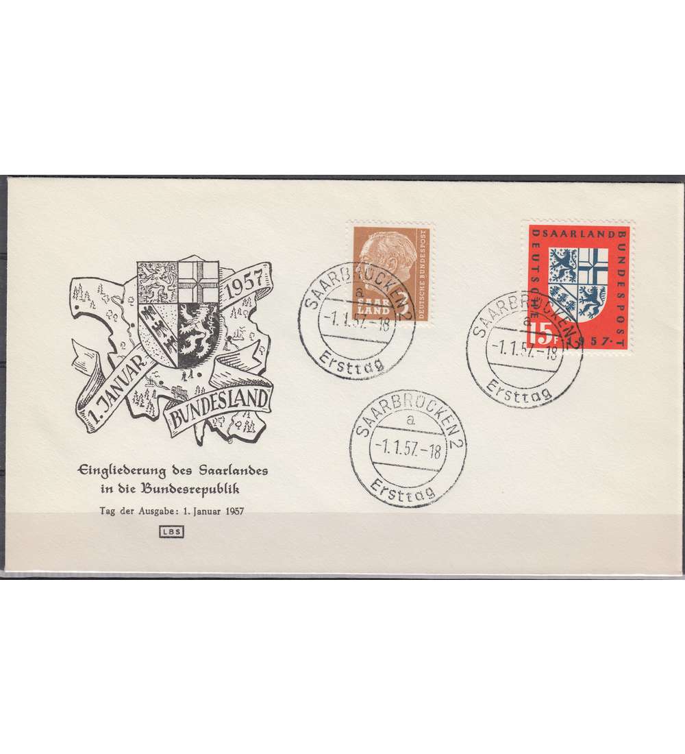 Saar Beleg mit Nr. 379 Eingliederung in die BRD