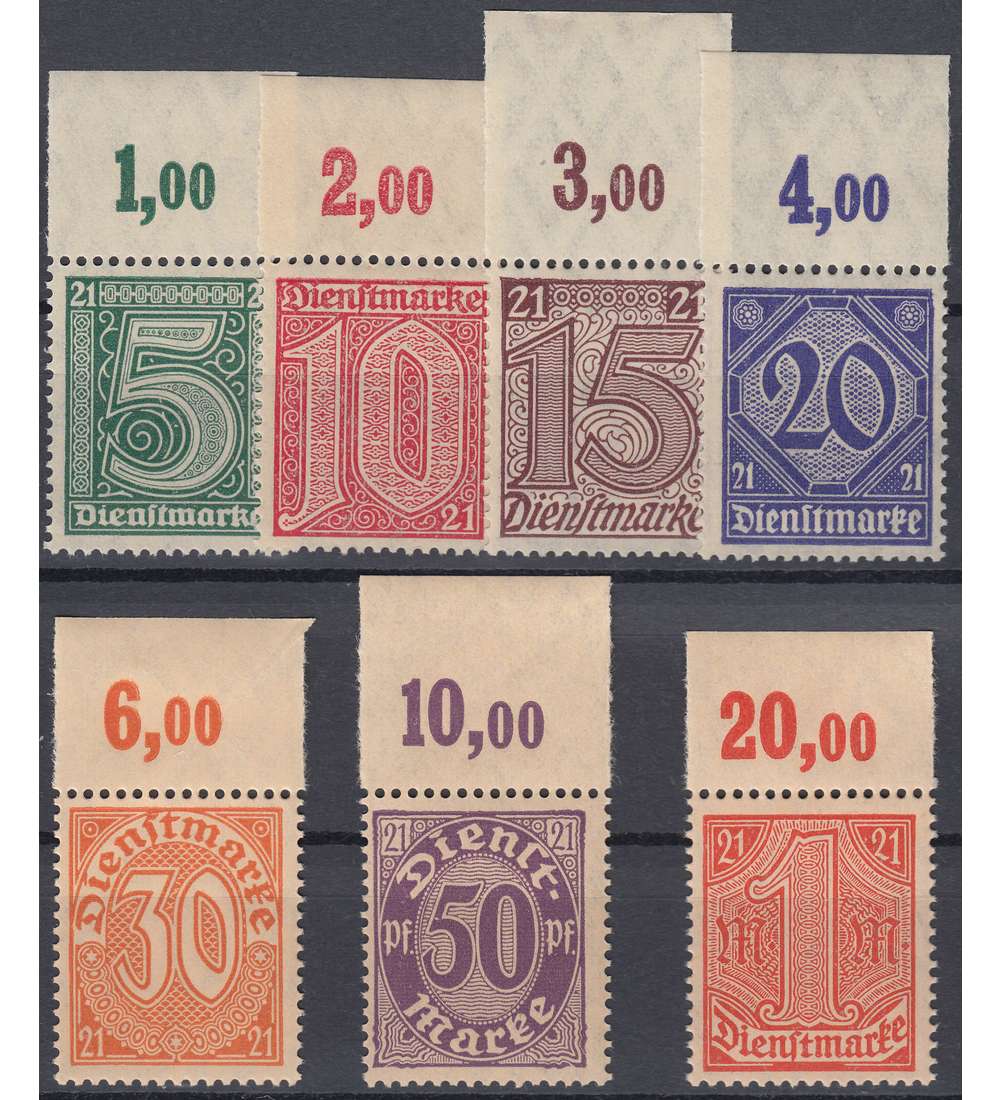Deutsches Reich Dienstmarken Nr. 16-22 postfrisch ** Oberrand
