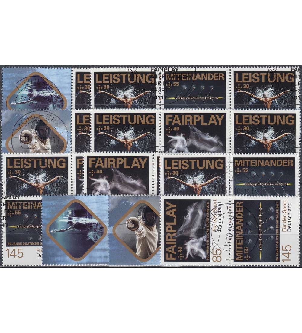 BRD Bund Zusammendrucke W129-138, S60 gestempelt Sporthilfe 2017