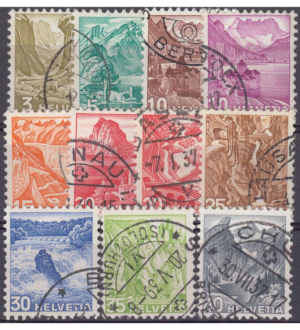 Schweiz Nr. 297-305z,327z,363z gestempelt Geriffelter Gummi