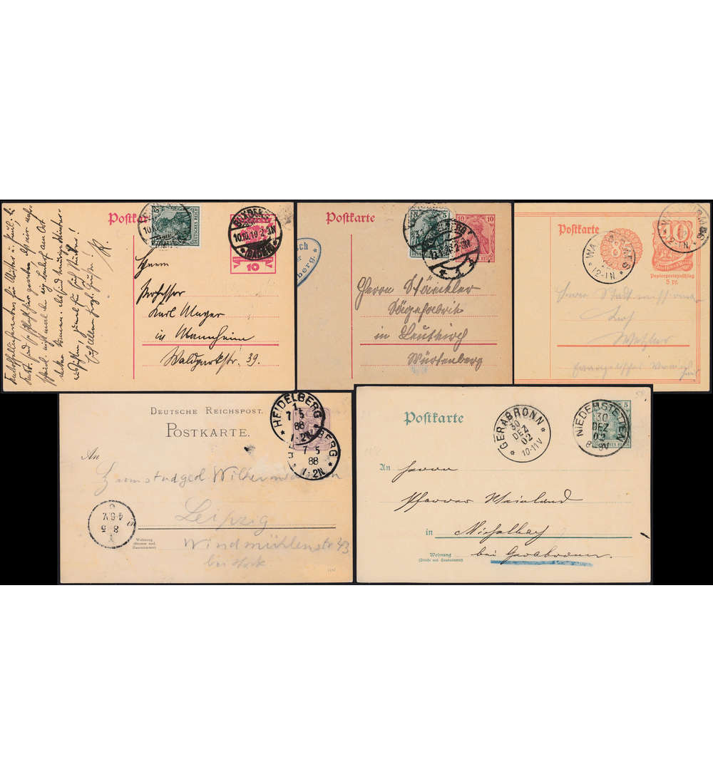 Deutsches Reich 5 Ganzsachen