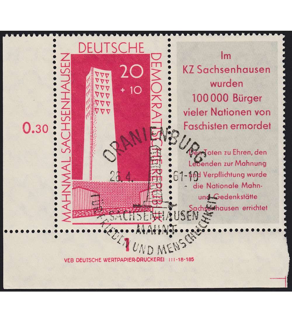 DDR Nr. 783 Zf. DV gestempelt Druckvermerk