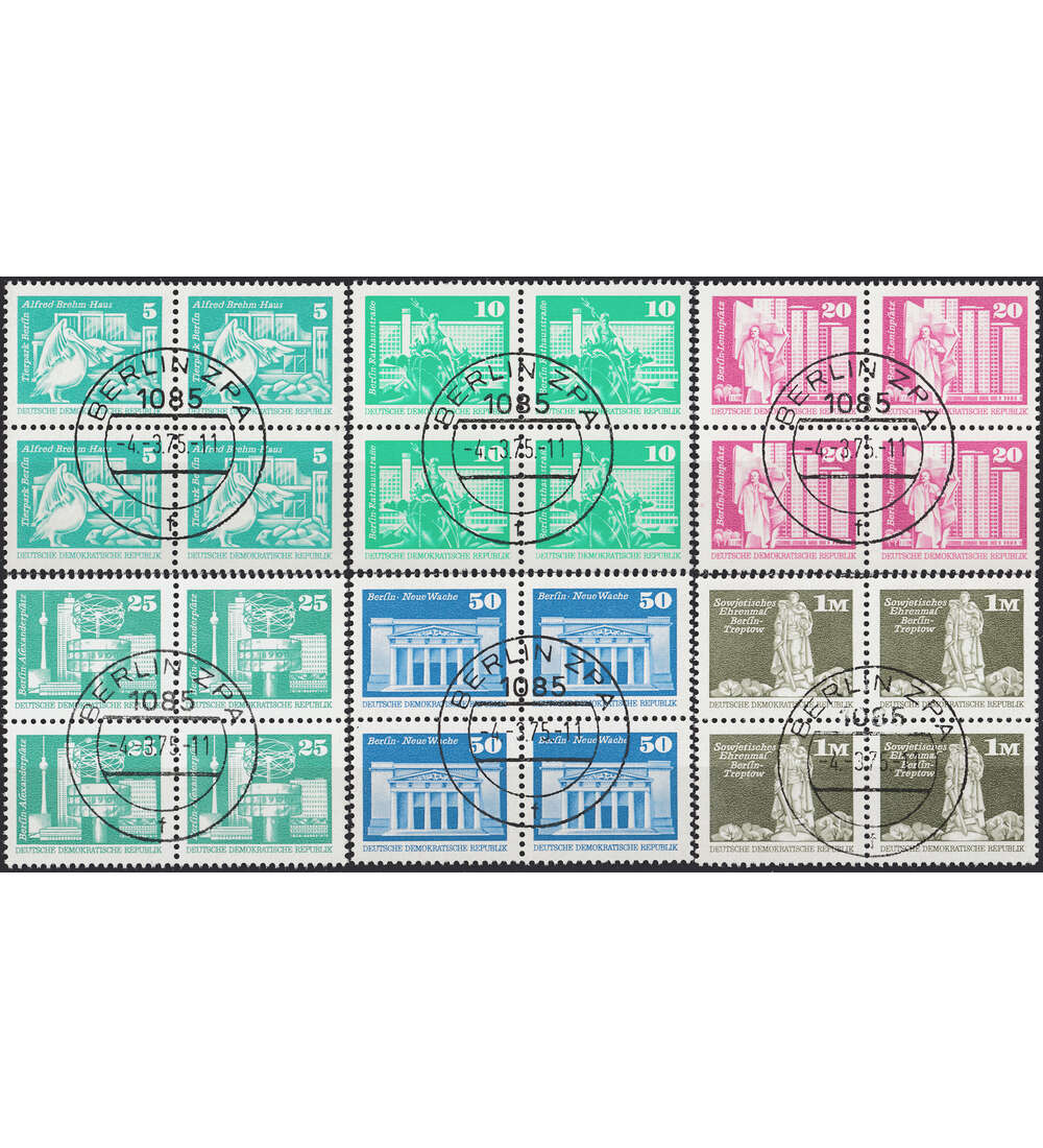 DDR Bauten Rastertiefdruck gestempelt 4er-Block-Satz