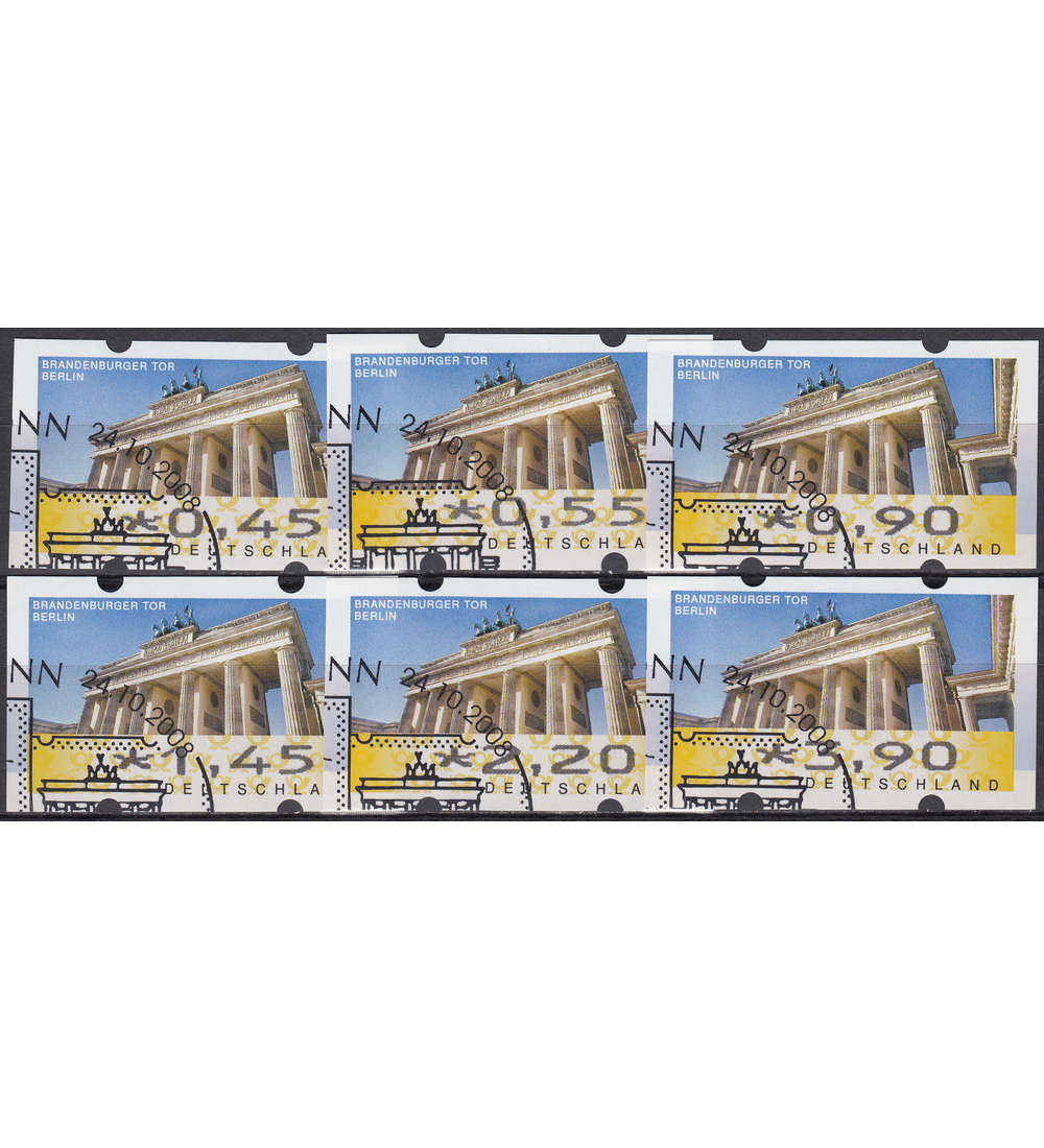 BRD Bund ATM6 TS1 gestempelt 045/055/090/145/220/390 Cent Brandenburger Tor