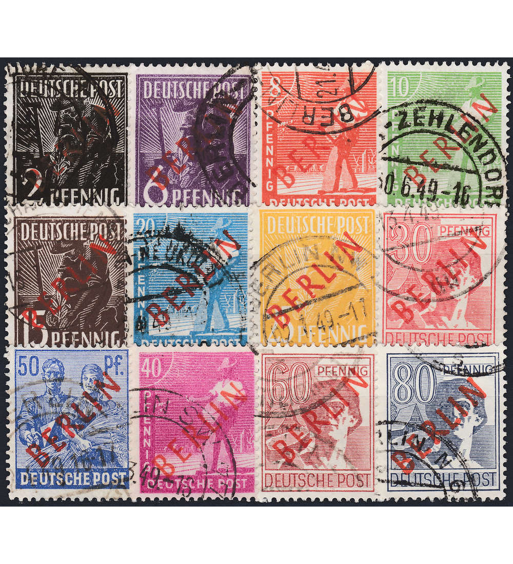 Berlin Nr. 21-32 gestempelt 2-80 Pfennig Rotaufdrucke