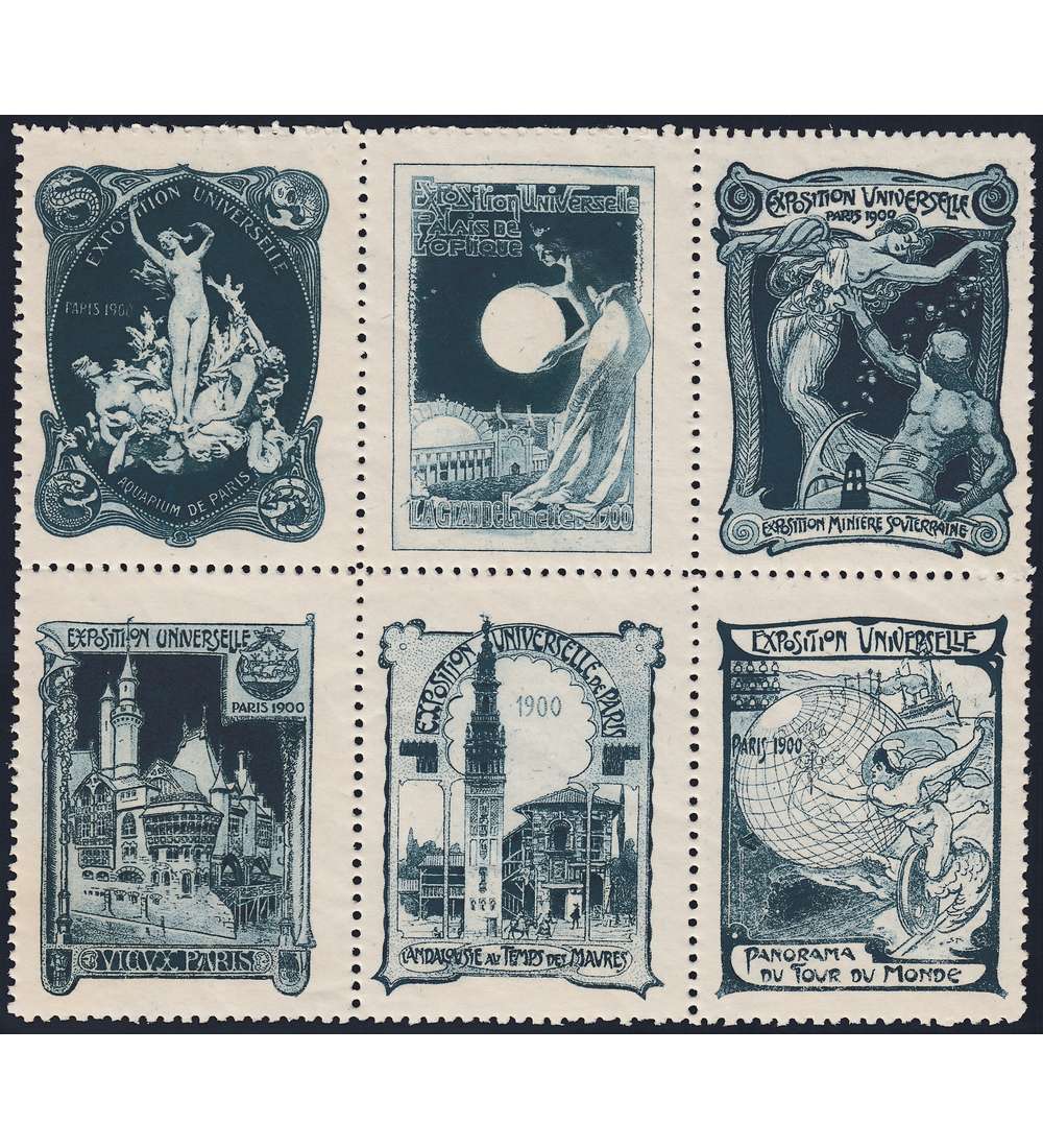 Sondervignette blau Weltausstellung Paris 1900