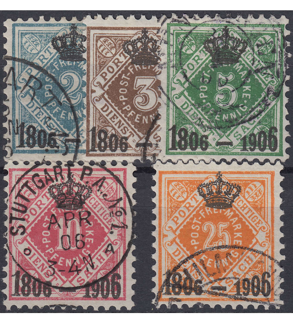 Wrttemberg Nr. 107-111 gestempelt