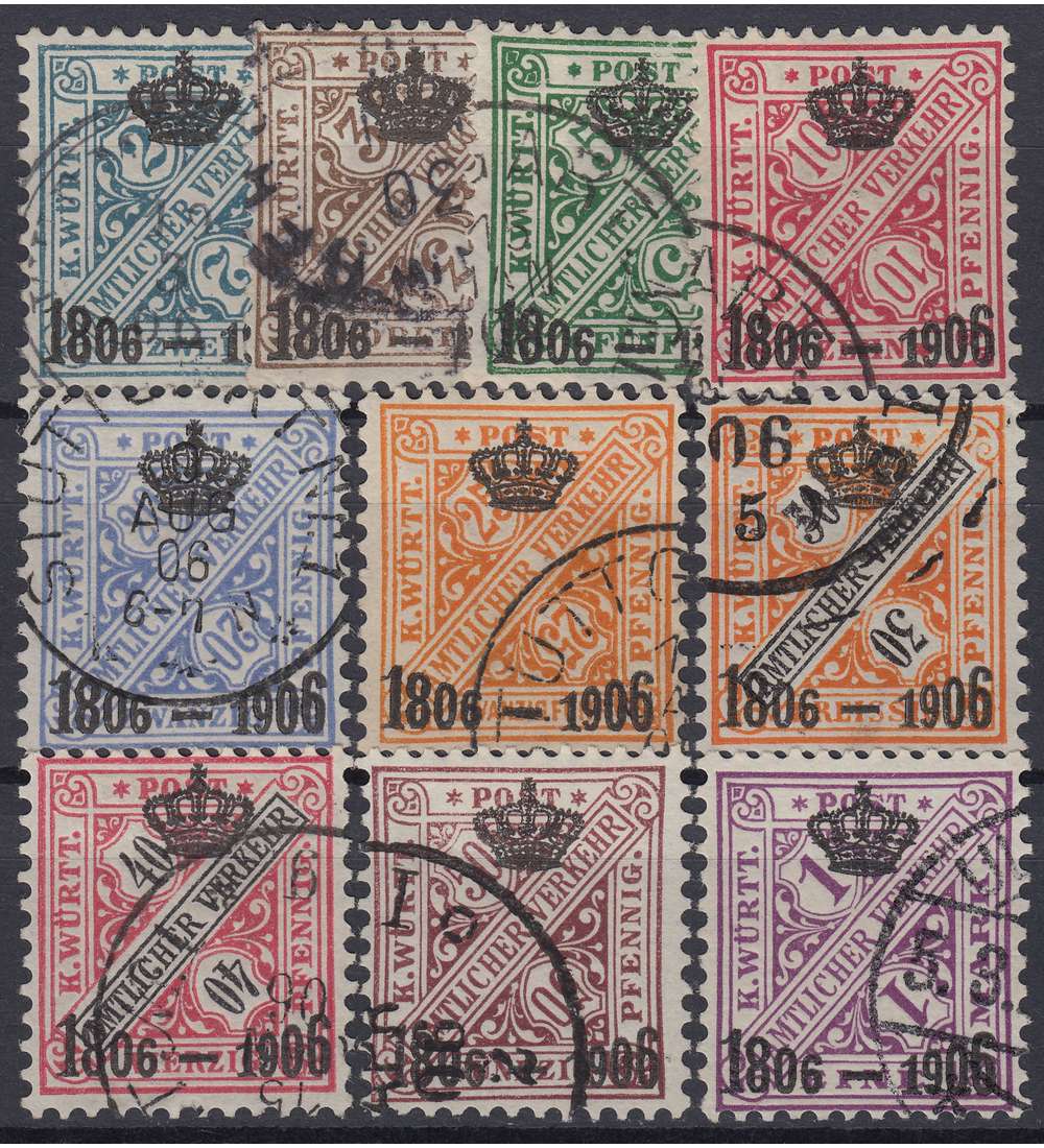 W�rttemberg Nr. 217-226 gestempelt