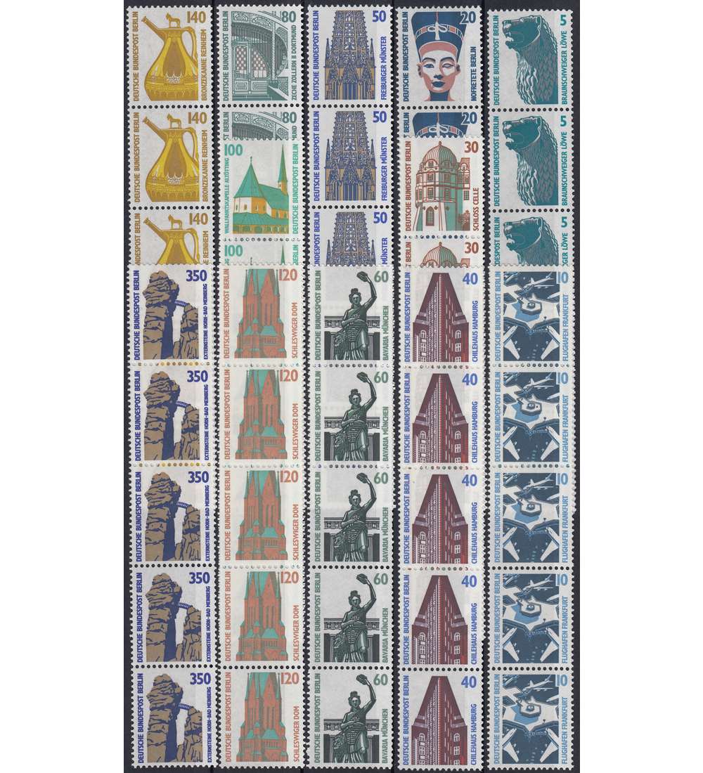 Berlin 12 5er-Rollenstreifen mit Zhlnr. postfrisch ** Sehenswrdigkeiten
