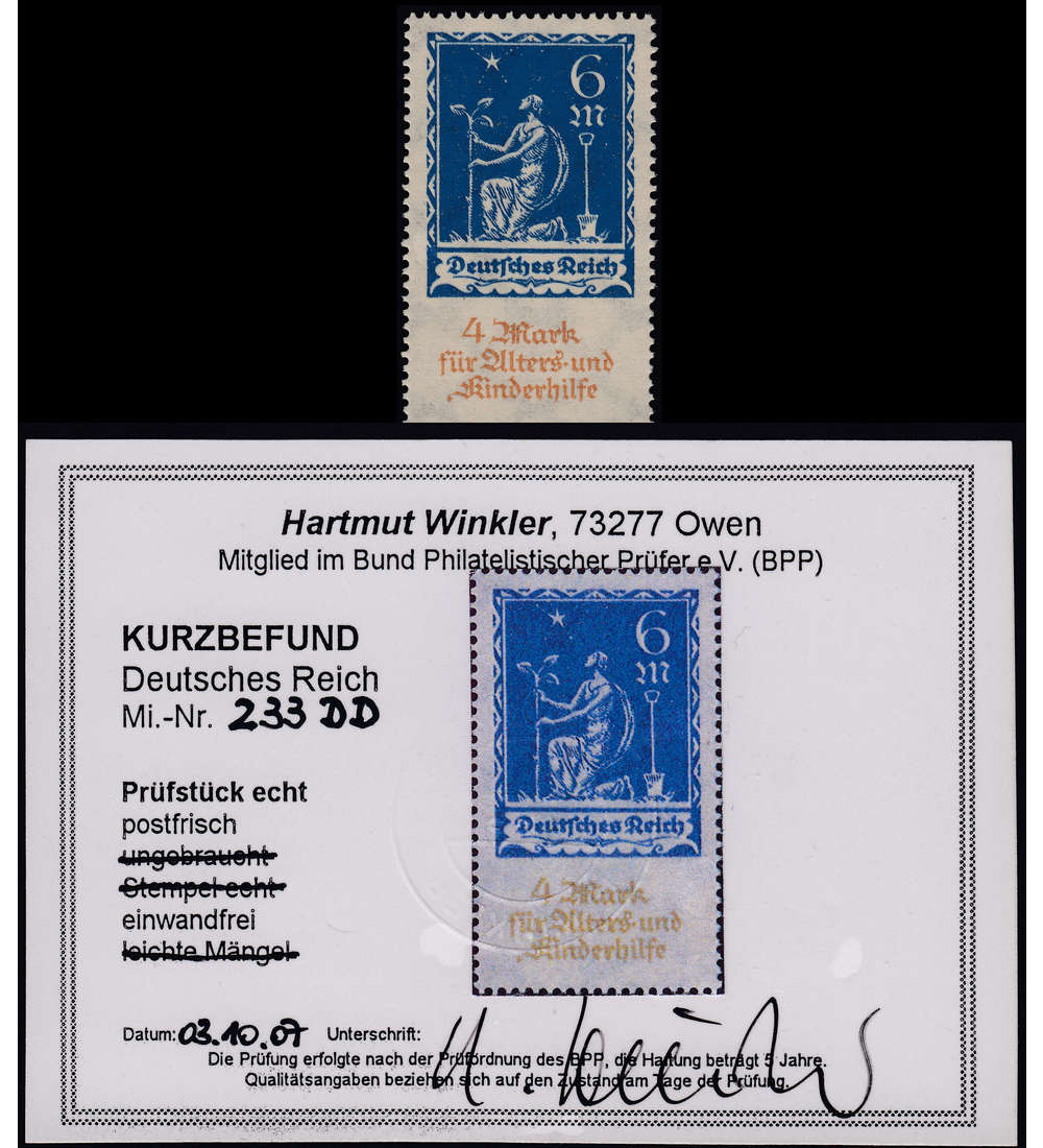 Deutsches Reich Nr. 233DD postfrisch ** Doppeldruck mit Fotobefund