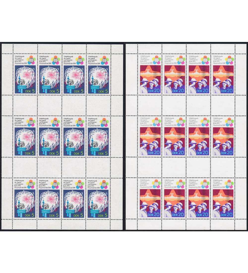 DDR Markenheftchenbogen B16A/B17A postfrisch Weltfestspiele 1973