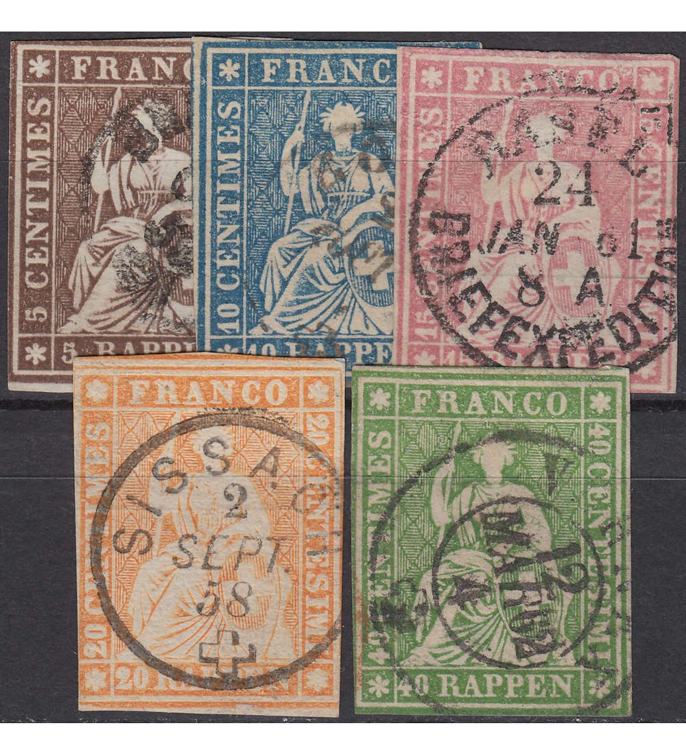 Schweiz Nr. 13-17 gestempelt